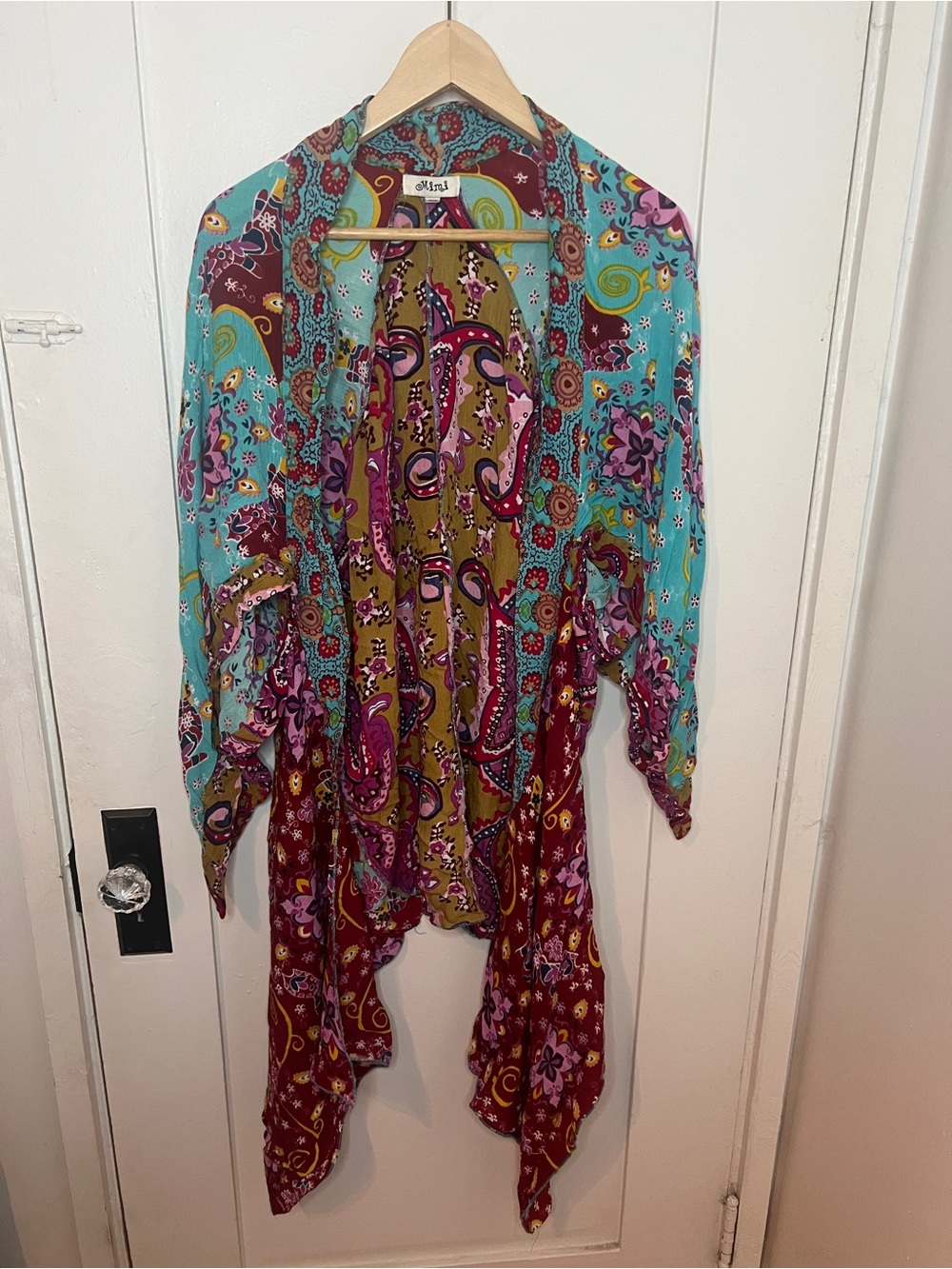 Bohemian Multicolor Paisley Open-Front Kimono Jacket